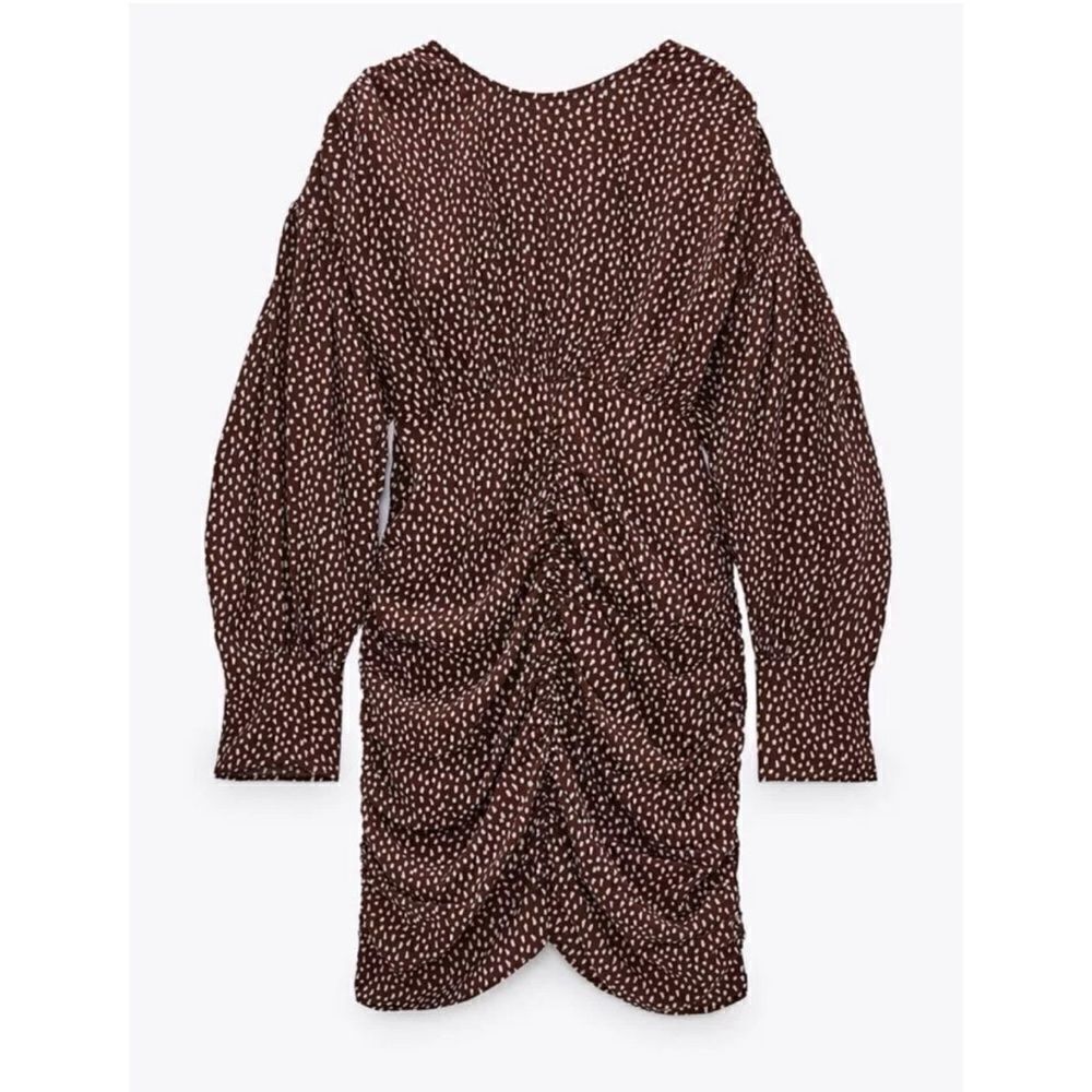 NWT  Zara Draped Printed Mini Dress, Size XS - Picture 6 of 11